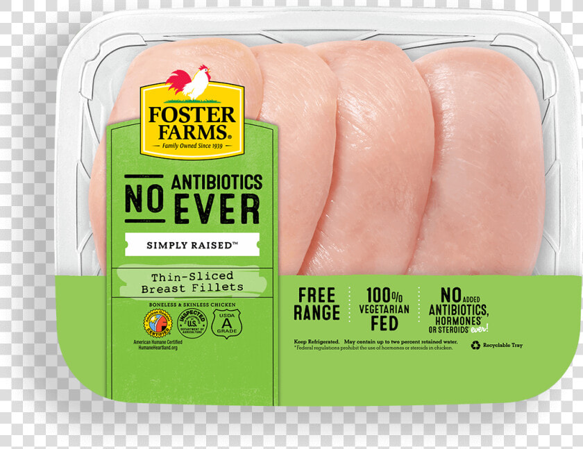 Thin sliced Boneless Skinless Breast Fillets With No   Foster Farms No Antibiotics Ever  HD Png DownloadTransparent PNG