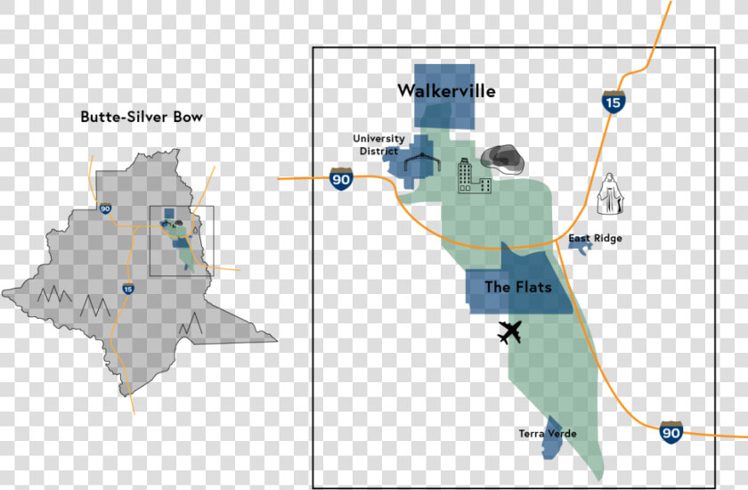 Graphic Featuring Map Of Butte silver Bow Area  As   Neighborhood Map Of Butte Montana  HD Png DownloadTransparent PNG