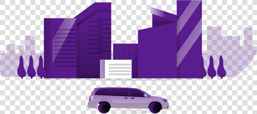 Illustration Of A Car Driving Through The City With   Minivan  HD Png DownloadTransparent PNG