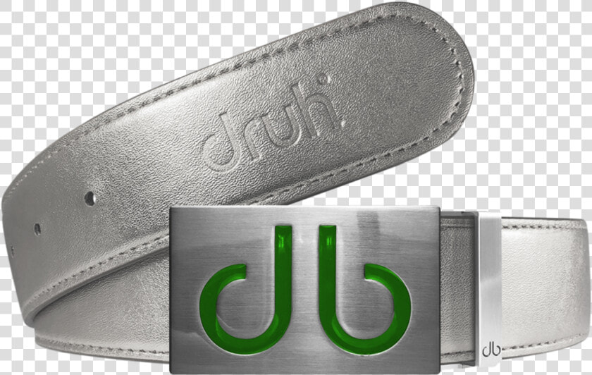 Silver Plain Leather Texture Belt With Green Infill  HD Png DownloadTransparent PNG