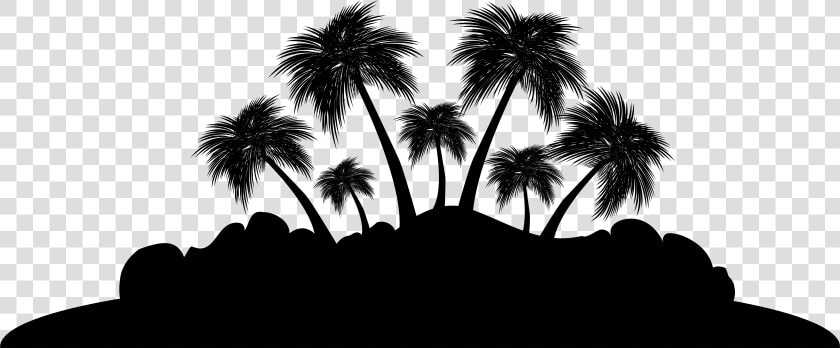 Clip Art Silhouette Beach   Transparent Background Palm Tree Island Silhouette  HD Png DownloadTransparent PNG