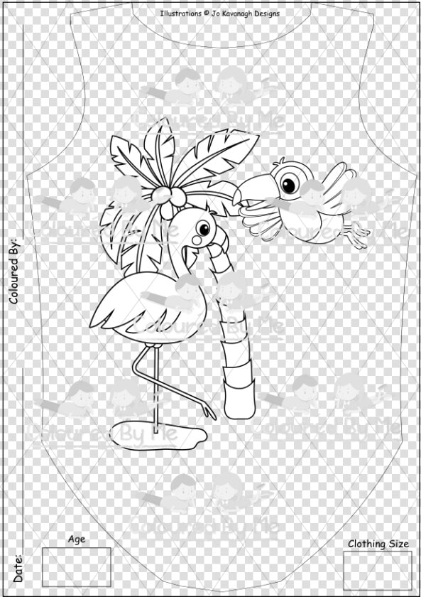 Flamingo With Tucan   Line Art  HD Png DownloadTransparent PNG