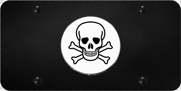 Au tomotive Gold Skull Chrome On Black Plate   Skull And Crossbones  HD Png DownloadTransparent PNG