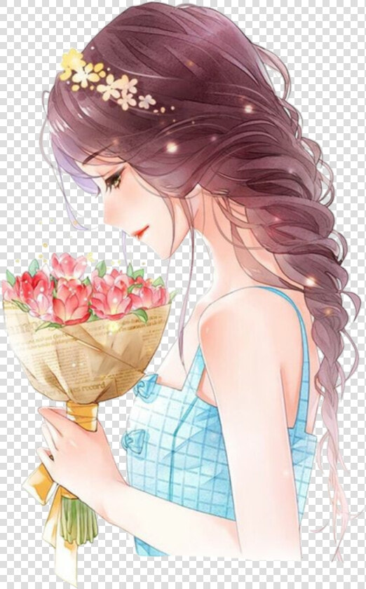  flowers  girl  model  quinceañera  doll  anime   Happy Single Girl Cartoon  HD Png DownloadTransparent PNG