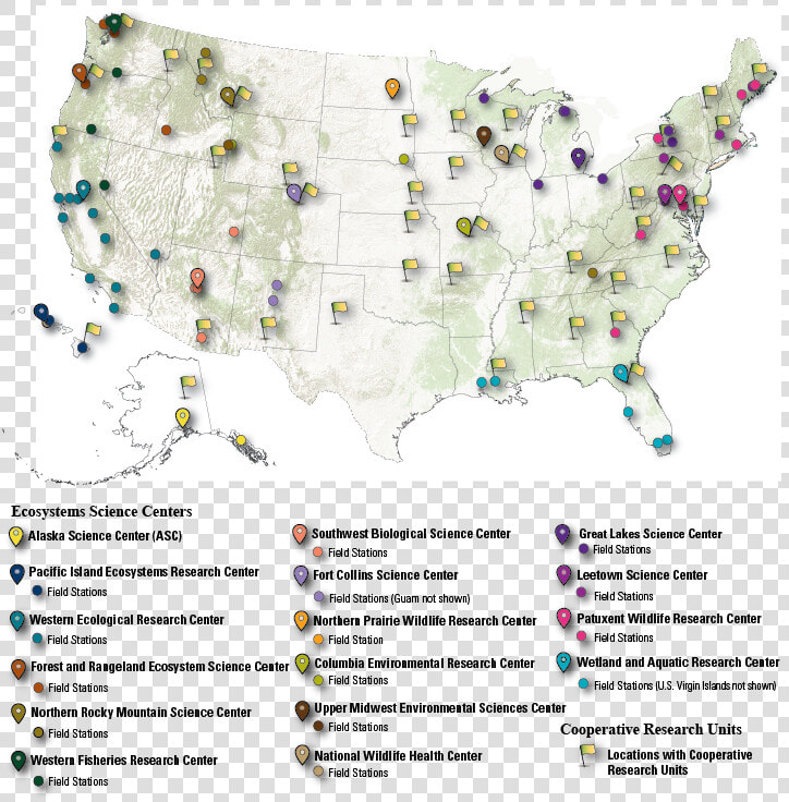 Ecosystems Science Centers And Cru   Map  HD Png DownloadTransparent PNG