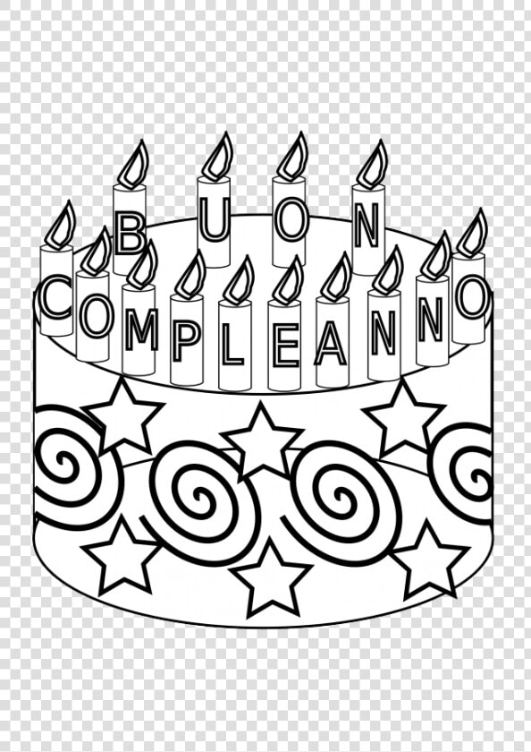 Compleanno Happy Birthday Cake Black White Line Art   25 Cake Black And White  HD Png DownloadTransparent PNG