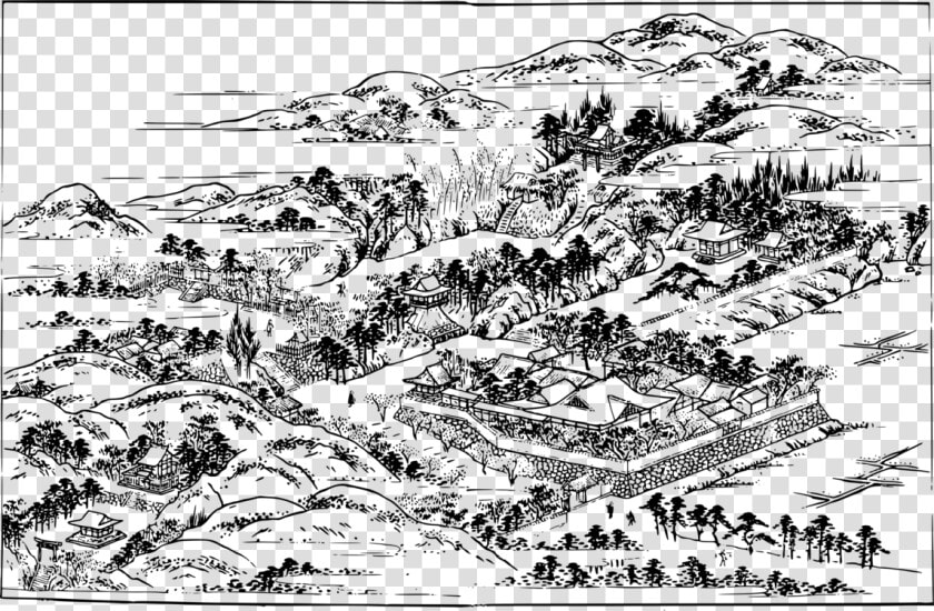 Art monochrome Photography artwork   Feudal Japanese Village Map  HD Png DownloadTransparent PNG