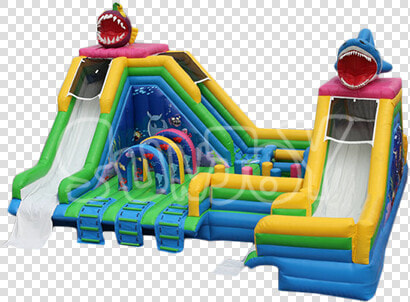 Sj wsl16028 Inflatable Double Fish Water Slide Bounce   Inflatable  HD Png DownloadTransparent PNG