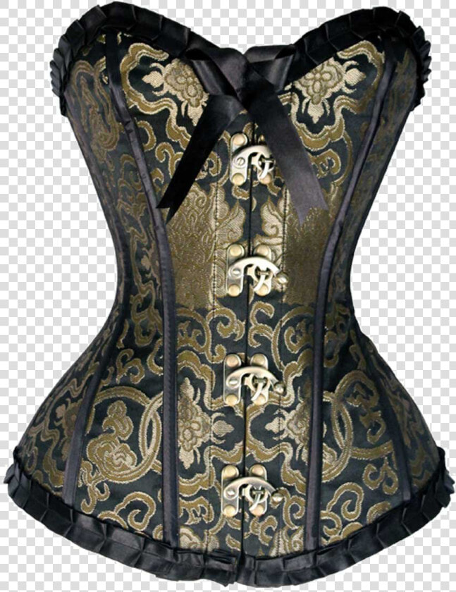 Vc1404 Ladies Brocade Corset Black With Purple And   Black Purple Gold Corset  HD Png DownloadTransparent PNG