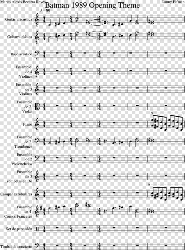 Batman 1989 Theme Sheet Music  HD Png DownloadTransparent PNG