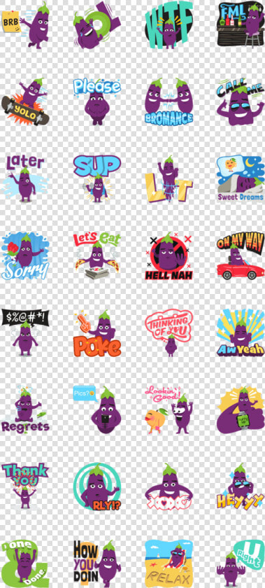 สติ๊กเกอร์ไลน์ The Eggplant  HD Png DownloadTransparent PNG