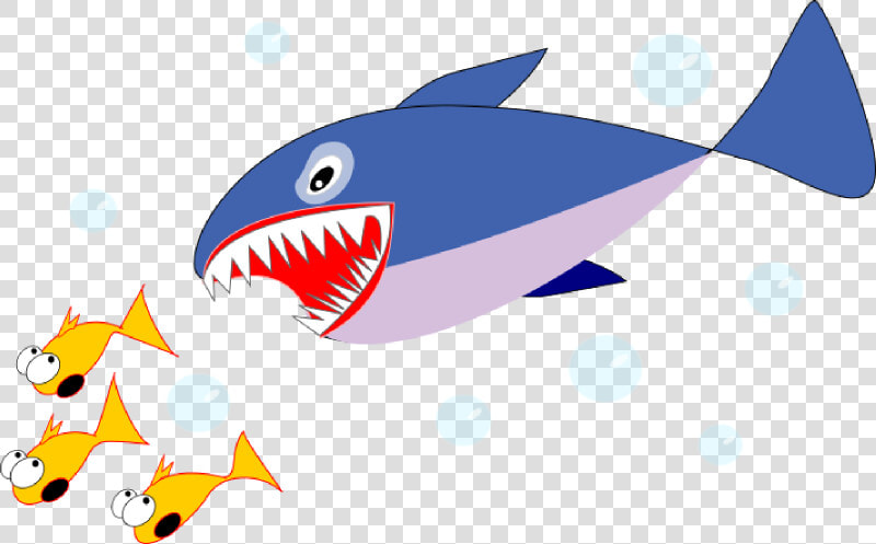 Fish School Png   Shark And Fish Cartoon  Transparent PngTransparent PNG