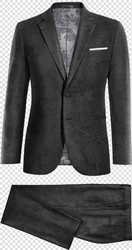 Black Paisley Velvet Suit   Saco Vestir Hombre Cuello Mao  HD Png DownloadTransparent PNG