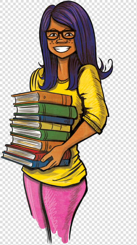 Transparent Cartoon Books Png   Librarian Drawing In Color  Png DownloadTransparent PNG