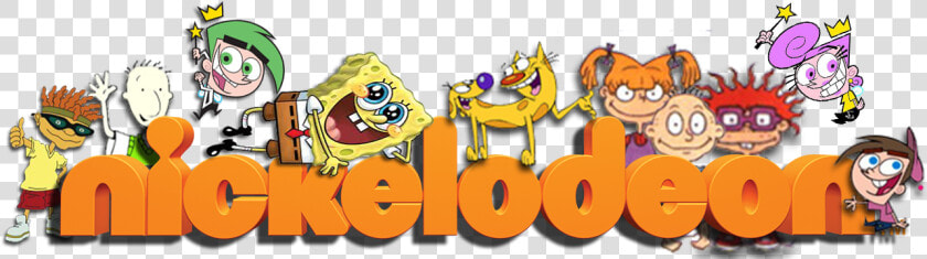 From Fairly Odd Parents To Spongebob We Have The Nickelodeon   Nickelodeon Logo With Characters  HD Png DownloadTransparent PNG