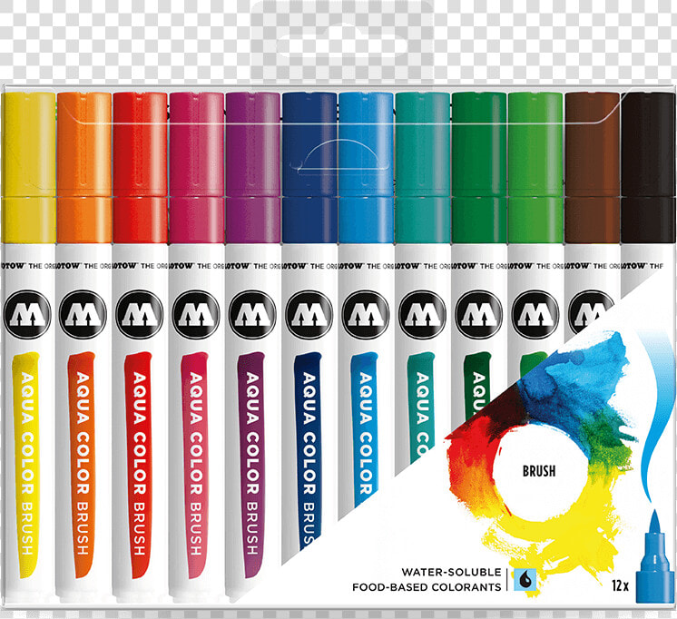 Pack 12 Rotuladores Acuarelables Aqua Color Brush   Molotow Aqua Color Brush Basic Set 1  HD Png DownloadTransparent PNG