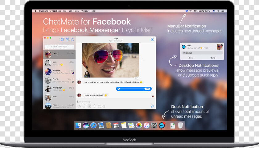 Chatmate For Facebook On Macbook   Mac Os X Sierra Spotlight  HD Png DownloadTransparent PNG