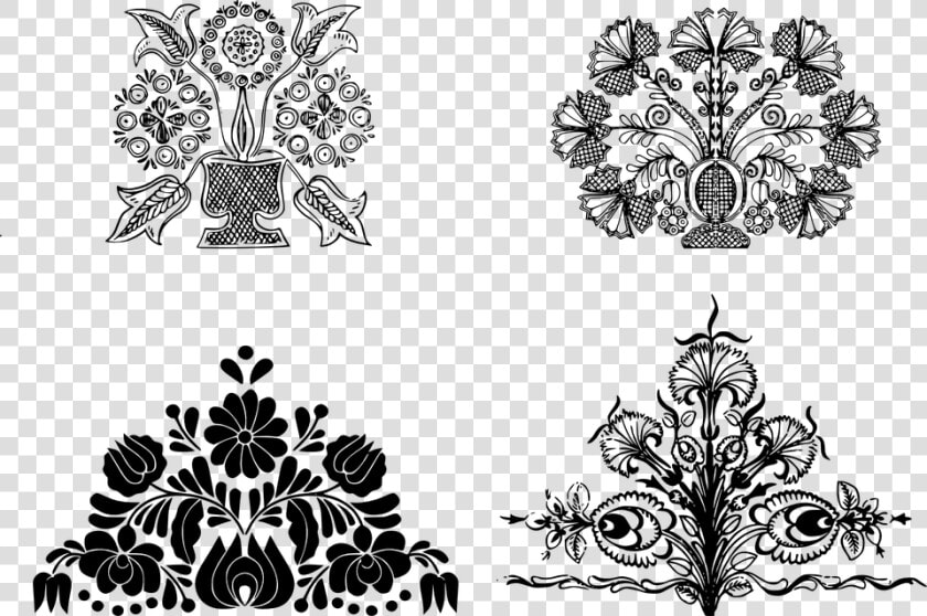 Folk Art  Sample  Rábaköz  Embroidery  Silhouette    Folk Silhouette  HD Png DownloadTransparent PNG