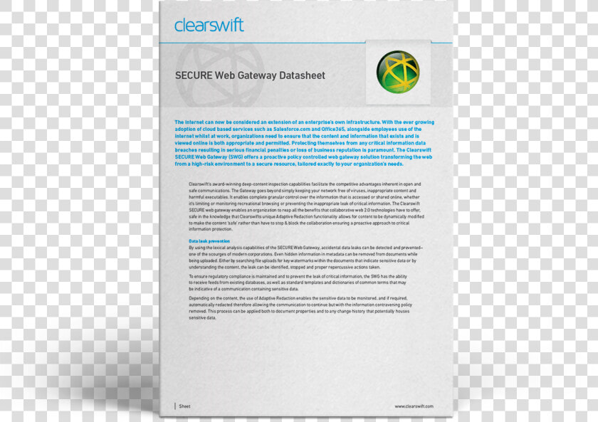 Clearswift Swg Datasheet   Brochure  HD Png DownloadTransparent PNG