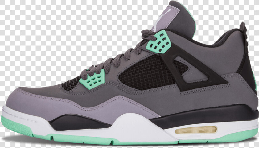 Air Jordan 4 Retro Green Glow   Jordan 4 Black And Grey  HD Png DownloadTransparent PNG