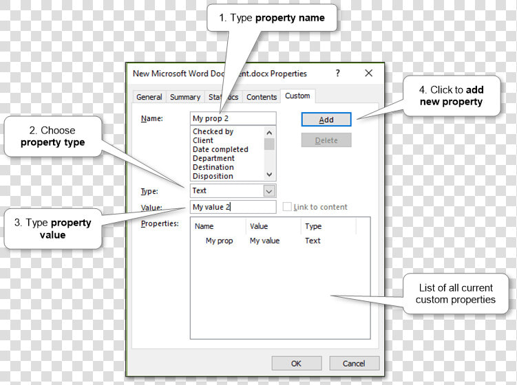 Ms Word Document Properties Advanced Custom  HD Png DownloadTransparent PNG