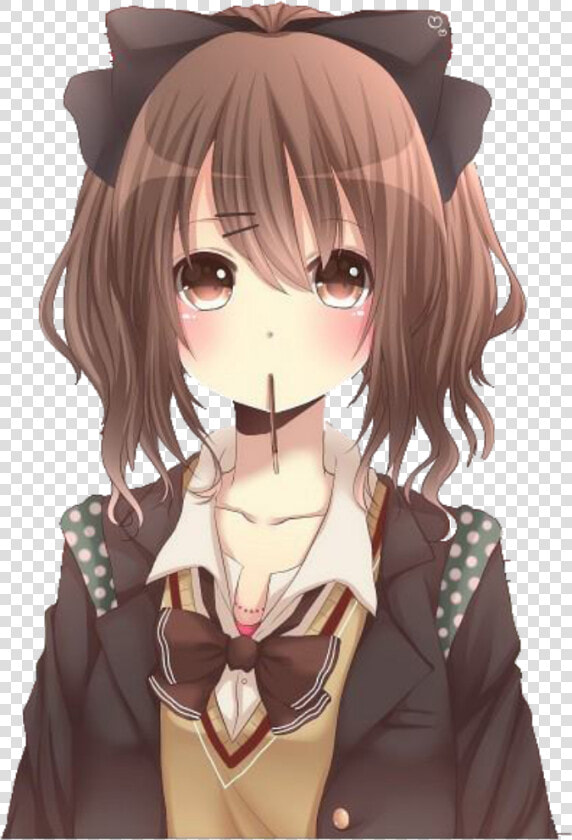 Anime  Anime Girl  And Kawaii Image   Cute Anime Girls Brown Hair  HD Png DownloadTransparent PNG