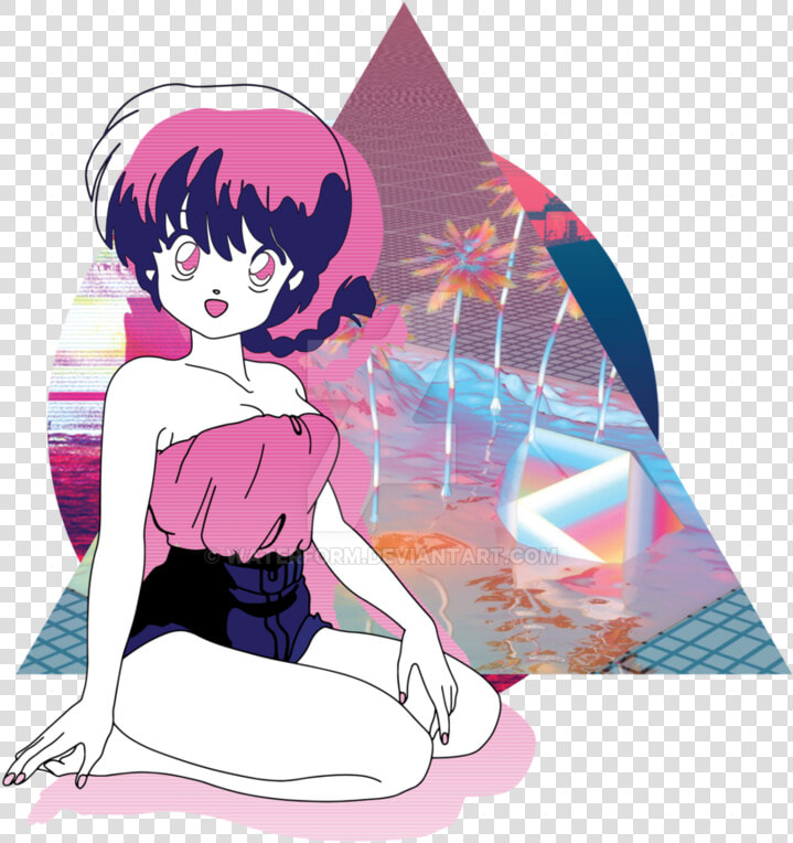 Vaporwave Vector Character Japanese   Vaporwave Aesthetic Anime Png  Transparent PngTransparent PNG