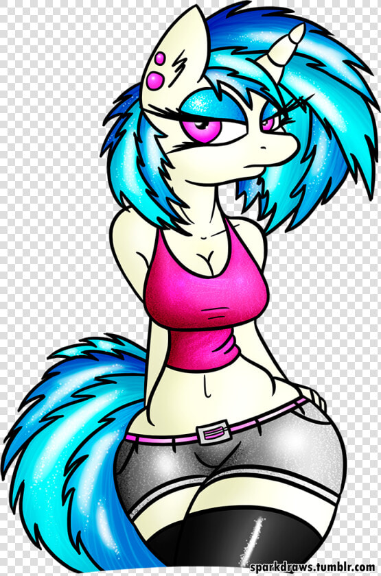 Sparkdraws  Belly Button  Busty Vinyl Scratch  Cleavage    Cartoon  HD Png DownloadTransparent PNG