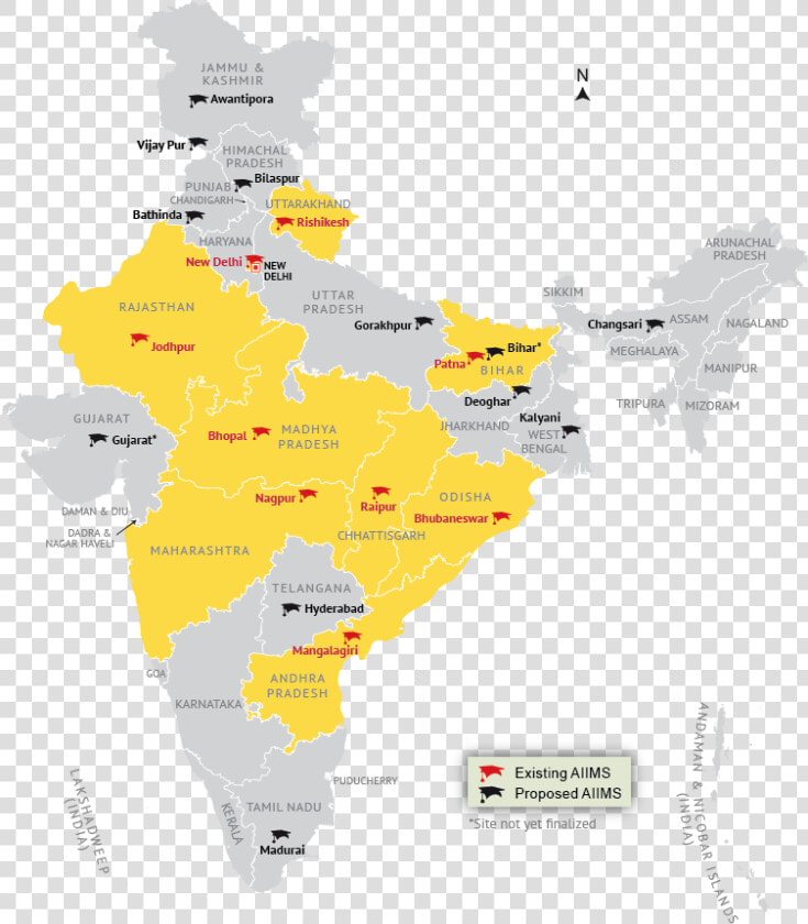 Location Map Of All India Institute Of Medical Science   India Map  HD Png DownloadTransparent PNG