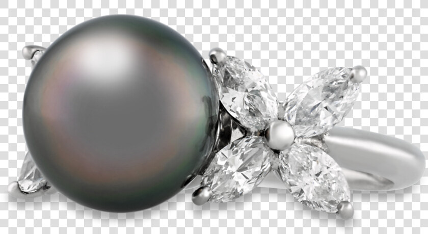 Tahitian Pearl  amp  Diamond Ring  HD Png DownloadTransparent PNG