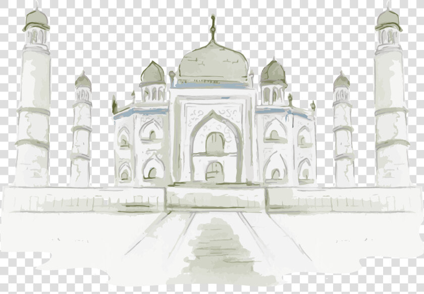 Architecture World Monuments Taj Png Black And White   Taj Mahal  Transparent PngTransparent PNG