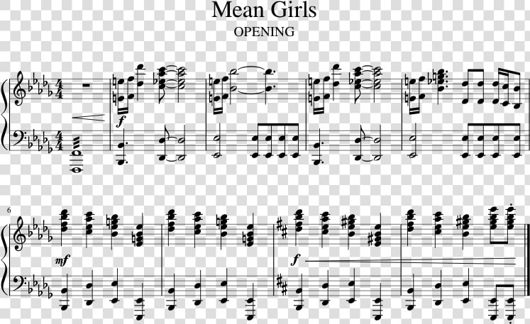 Mean Girls Musical Opening   Meet The Plastics Piano Sheet Music  HD Png DownloadTransparent PNG