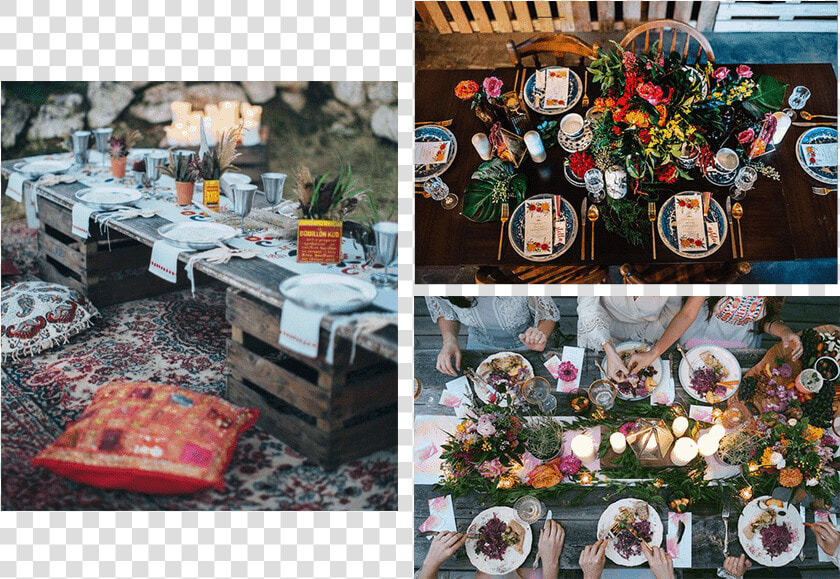 Boho Friendmas Christmas Styling Table Settings   Collage  HD Png DownloadTransparent PNG