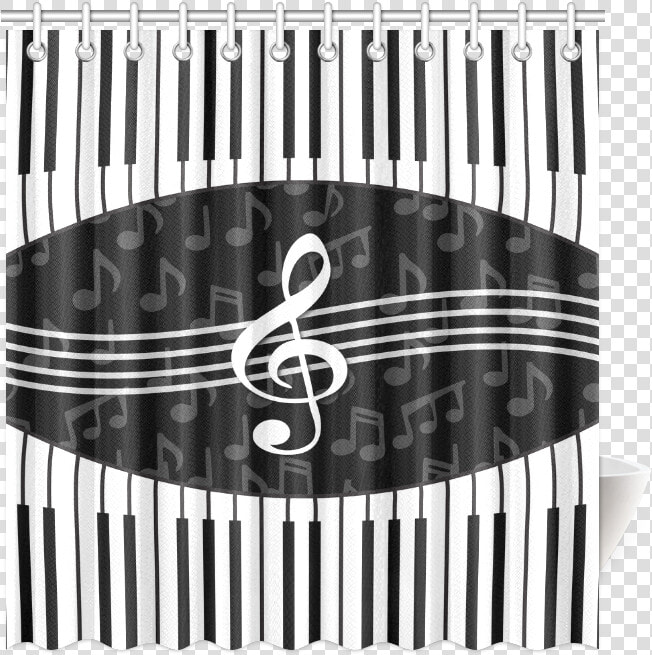 Stylish Music Piano Keys And Treble Clef Shower Curtain   Piano Png Round  Transparent PngTransparent PNG