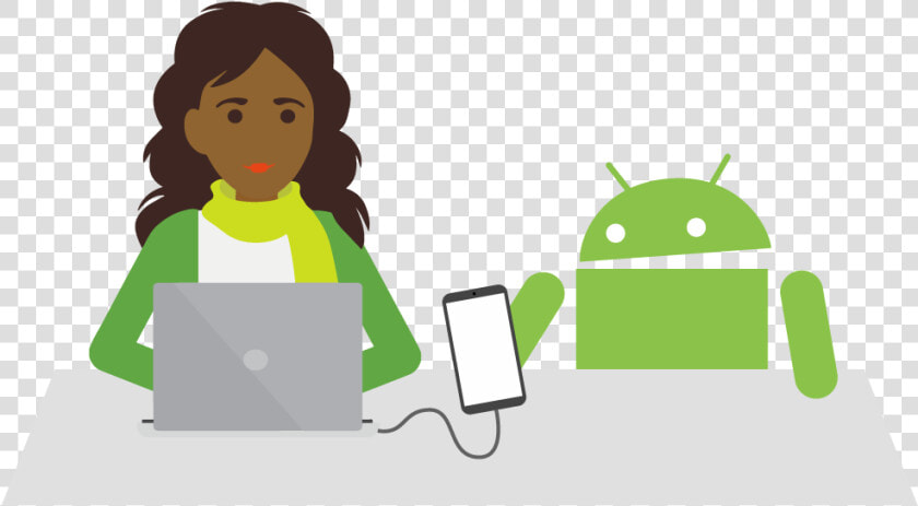 Student Coding An Android Phone  Sitting With An Android   Android Logo Coding  HD Png DownloadTransparent PNG