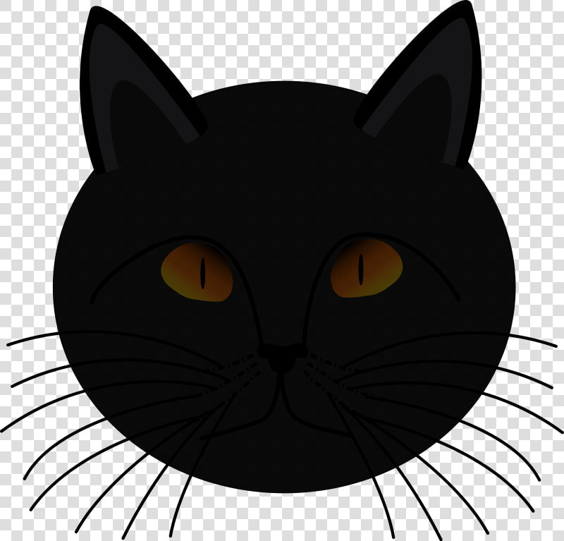 Black Cat Kitten Clip Art   Black Cat Face Drawing  HD Png DownloadTransparent PNG