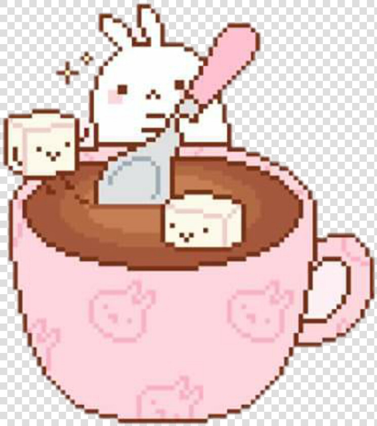  freetoedit  cute  kawaii  pixel  pastel  bunny  coffee   Cute Coffee Pixel Art  HD Png DownloadTransparent PNG