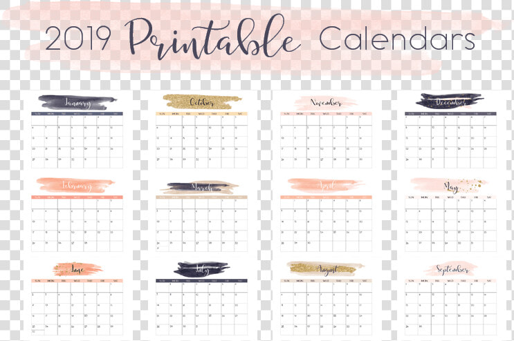 Free 2019 Printable Calendars   Pretty Calendar 2019  HD Png DownloadTransparent PNG