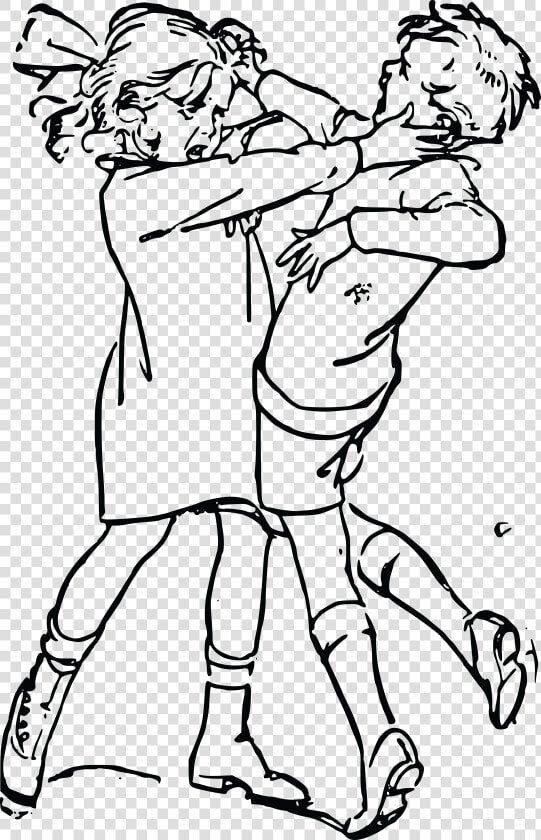 Fighting Family Clipart Black And White   Png Download   Girl And Boy Fighting Drawing  Transparent PngTransparent PNG