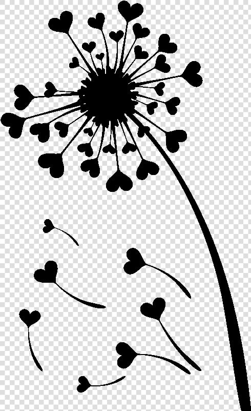 Common Dandelion Silhouette Wall Decal   Dandelion Clipart Black And White  HD Png DownloadTransparent PNG