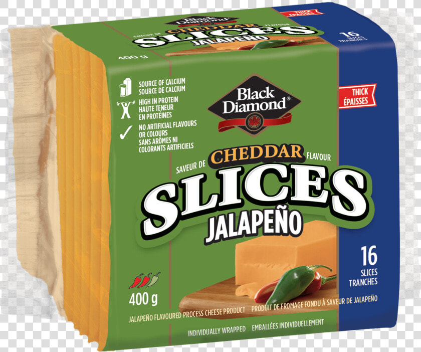 Jalapeño Cheddar Cheese Slices 400g   Black And Diamond Cheese Slices  HD Png DownloadTransparent PNG