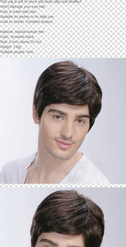 Wisebuy Men Short Full Wig 100  Natural Human Hair   Wig  HD Png DownloadTransparent PNG