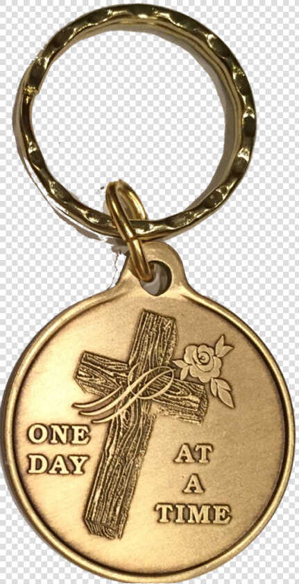 Wood Cross With Rose One Day At A Time Keychain Aa   Keychain  HD Png DownloadTransparent PNG