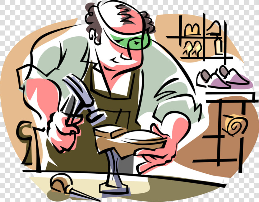 Vector Illustration Of Cobbler Shoemaker Makes Footwear   Shoe Repair Vector Png  Transparent PngTransparent PNG