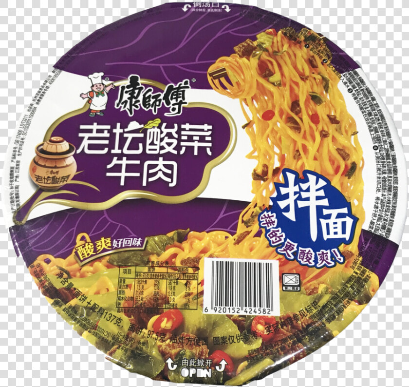 Master Kong Pickled Beef Flavour Noodle Bowl 康師傅老壇酸菜牛肉麺   Vermicelli  HD Png DownloadTransparent PNG