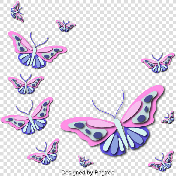 Beautiful Colorful Cartoon Hand painted Butterfly Spring    صور فراشات صغيرة بنفسجية في ورقة بيضاء خلفية  HD Png DownloadTransparent PNG