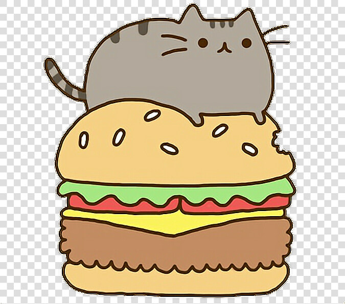 Hamburger Fastfood Kawaii Cat Food Ftestickers Scfastfo   Pusheen The Cat  HD Png DownloadTransparent PNG