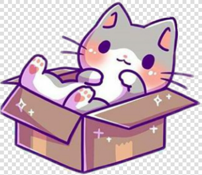  cat  neko  kawaii   Kawaii Cat In A Box  HD Png DownloadTransparent PNG