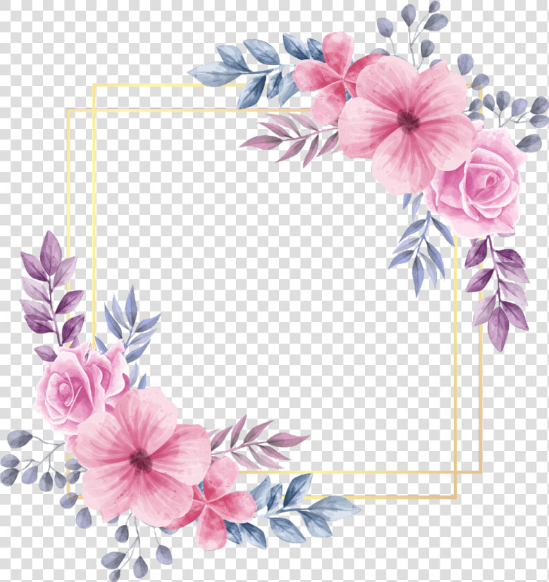  rose  square  flower  floral  frame  gold  glitter   Vintage Flower Frame Png  Transparent PngTransparent PNG