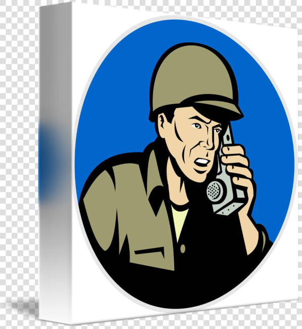 Military Soldier Talking Radio Walkie Talkie By   Soldier On Walkie Talkie Cartoon  HD Png DownloadTransparent PNG